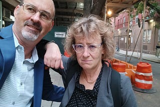 A selfie of me and Nina on the streets of New York.