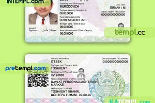 Uzbekistan ID card PSD template, completely editable