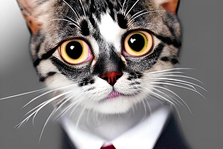 a cat in a business suit