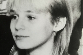 Black and white photo of missing Finnish teenager Piia Ristikankare. Head and shoulders.