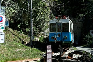 A restored locomotive on a reactivated section of the Rimini–San Marino railway