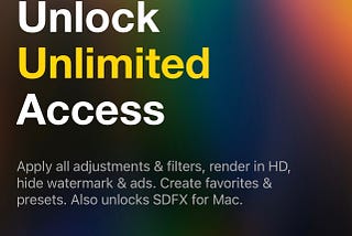 SDFX — Unlocking and subscribing; sharing the subscription on iOS and Mac.