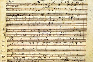 A manuscript page of the Dies Irae from Mozart’s Requiem