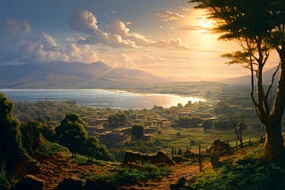 A painting of Bethsaida, by Midjourney.ai and Gary Tonge
