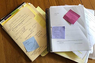 The notes and drafts of my novel, Strange Children