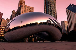 Chicago’s Cloud Gate at dusk.