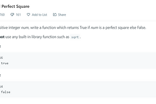 Solution to Leetcode’s Valid Perfect Square