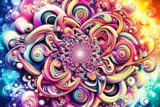 Author’s Image: an AI-generated rose mandala with rainbow swirls