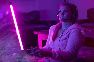 Girl playing video game