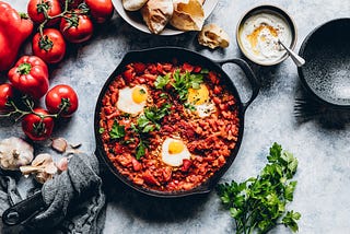 Shakshuka on kitchen counter