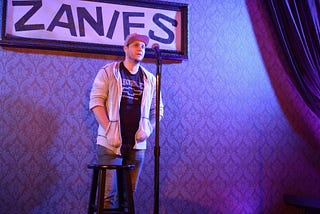 James Webb, who started a comedians’ podcast network from his Roscoe Village home, helped set up a Zoom show for in-person comics at Zanies Comedy Club in Rosemont. Photographer: Gianfranco Ocampo