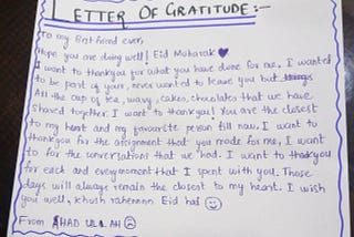 Letter of Gratitude