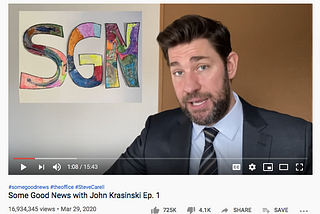 Screen shot: John Krasinski in Episode 1 of SGN — Some Good News