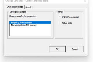 PowerPoint: Change the Proofing Language for the entire Presentation — Coragi