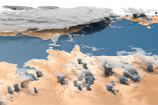 3D snapshot of a weather simulation.