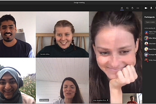 Video meeting of designers faces