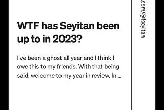 WTF has Seyitan been up to in 2023?