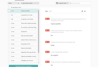 Overview from all the results provided by Typeform.