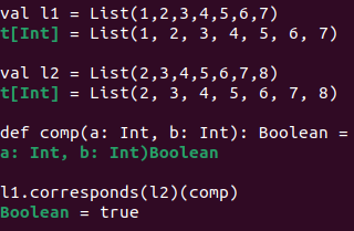 Scala — Lists: corresponds function