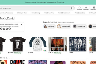 A screenshot of Etsy’s homepage