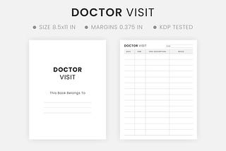 Printable Doctor Visitation Log Book KDP Interior Letter Size Planner