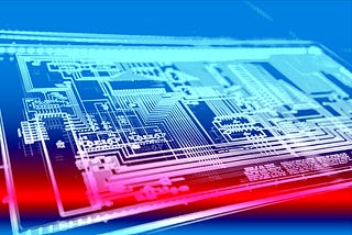 An LED panel with blue and red overlay