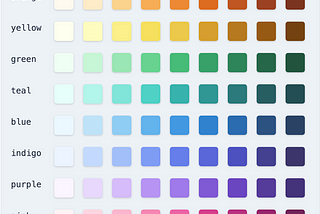 Tailwind CSS default color palette