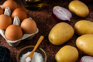 Ingredients for tortilla espanol