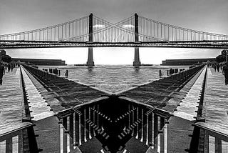 A trippy picture of the San Francisco Bay Bridge
