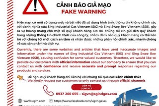 Cảnh báo giả mạo SIG và SSB — Warning