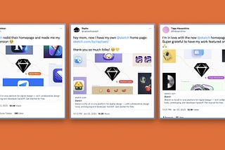 Tweets featuring Sketch’s new homepage.