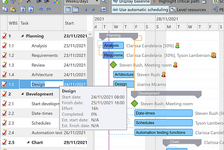 Loading tasks with preinitialized duration and percent complete values