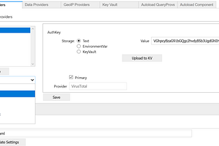 MSTICPy settings editor showing configuration for a threat intelligence provider.