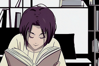 Anime-style — woman reading a book