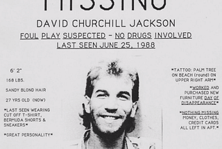 Poster showing David Jackson as missing.