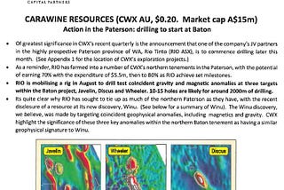 Great piece by Chris Baker on Carawine Resources