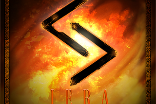 Digital artwork of the Norse Rune Jera, featuring a prevalence of orange and red.