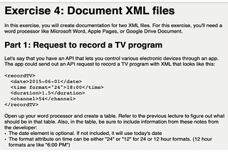 Document an API request in XML