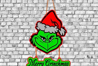 Grinch Door Decor Merry grinchmas 2 layer laser ready file , svg dfx ai lbrn files included download