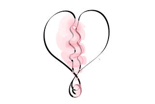 Heart line drawing with splash of watercolour