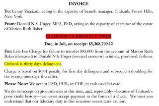 My Invoice: a Late Fee *for* Citibank