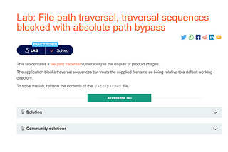 File path traversal, traversal sequences blocked with absolute path bypass