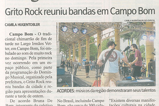 Matéria do Jornal NH sobre o Grito Rock Campo Bom