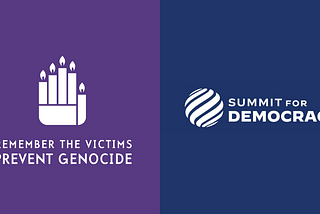 International Day of Commemoration and Dignity of the Victims of the Crime of Genocide and Summit for Democracy logos