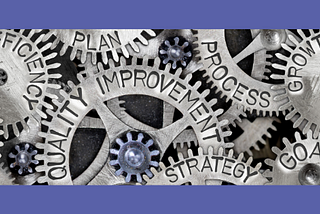 Gears that read: Efficiency, Plan, Quality Improvement, Process, Strategy, Goals, and Growth set on a lilac purple background