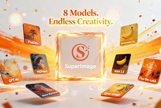SuperImage Advanced Mode showing eight AI models for designers and creators