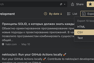 Export subset of bookmarks