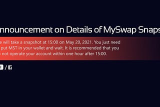 Announcement on Details of MySwap Snapshot