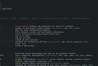 Ionic CLI, comando start