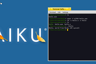 Hello, Assembly World in Haiku x64